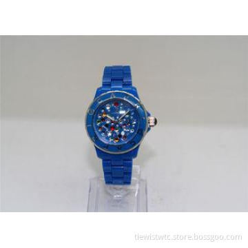 Blue Plastic Time Ladies ICE Watches silicone  With diamond